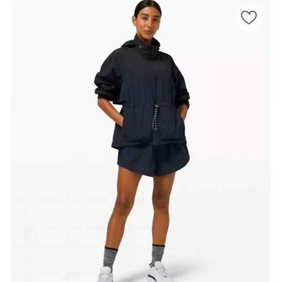 NWOT Lululemon Evergreen Anorak Jacket & Shorts Set Navy Blue Black Size 10/8 - Picture 1 of 11